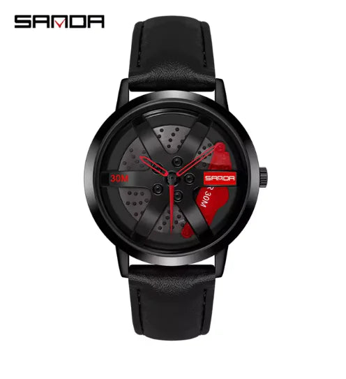 Men's 3D Car Wheel Sports Watch - Waterproof Quartz